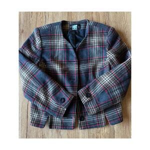 Requirements Petite Vintage Brown Plaid Blazer